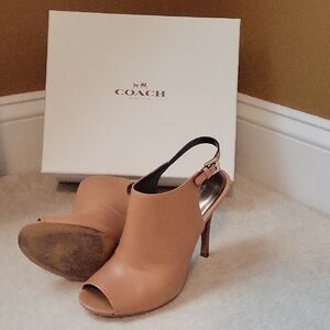 Coach Women's Brown Peep Toe Heels